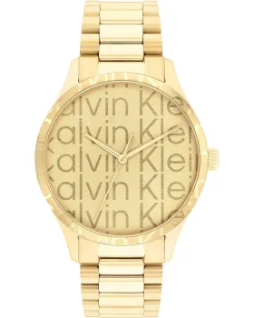 Γυναικείο ρολόι Calvin Klein iconic 25200327, Χρυσό καντράν, Μπρασελέ από Ανοξείδωτο ατσάλι