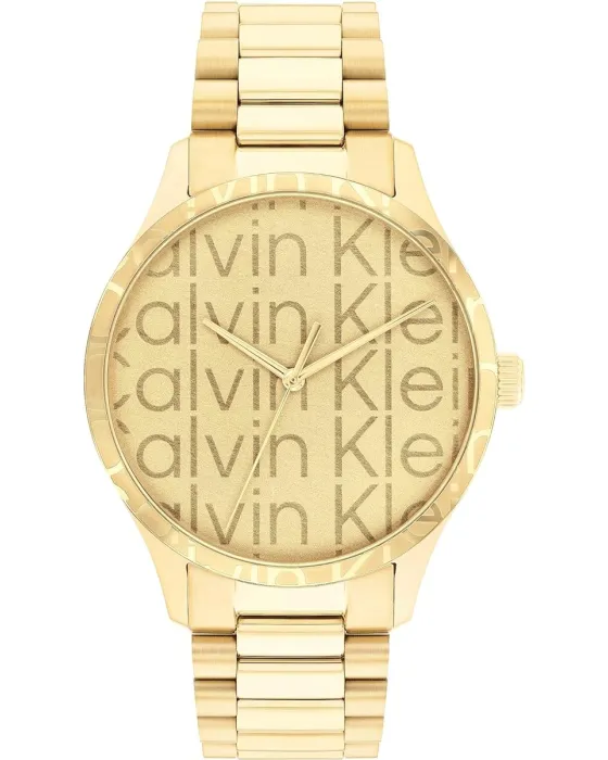 Γυναικείο ρολόι Calvin Klein iconic 25200327, Χρυσό καντράν, Μπρασελέ από Ανοξείδωτο ατσάλι