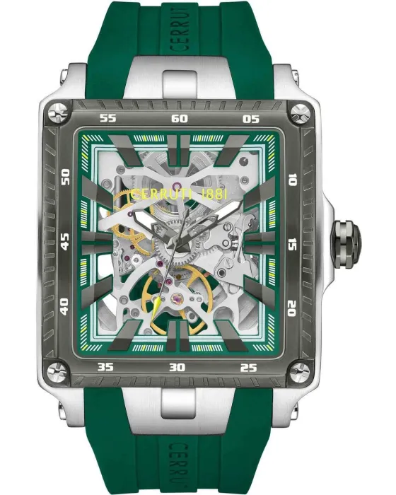 Ανδρικό ρολόι Cerruti Odissea Automatic CIWGR0053702, Πράσινο καντράν, Λουρί από Καουτσούκ