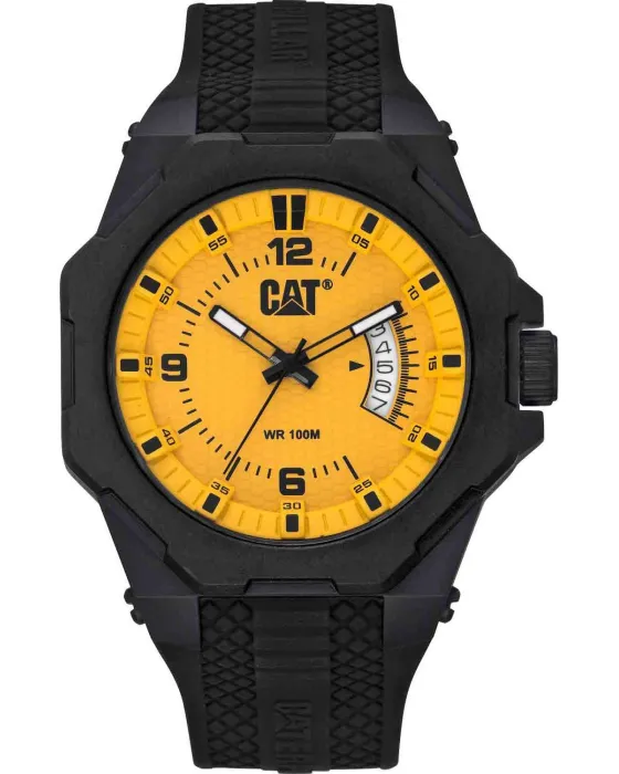 Ανδρικό ρολόι Caterpillar Octa LM12121731, Κίτρινο καντράν, Λουρί από Καουτσούκ