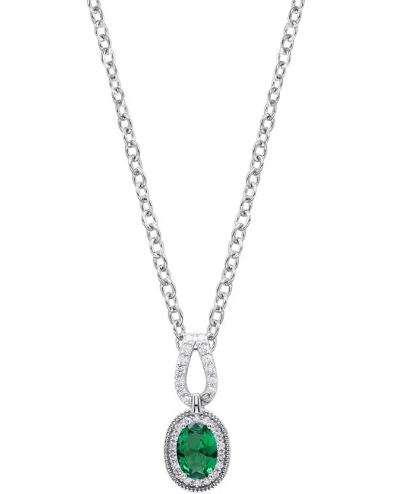 Κολιέ For You Jewels Nina P21579EM, Ασήμι 925, Ασημί / Πράσινο