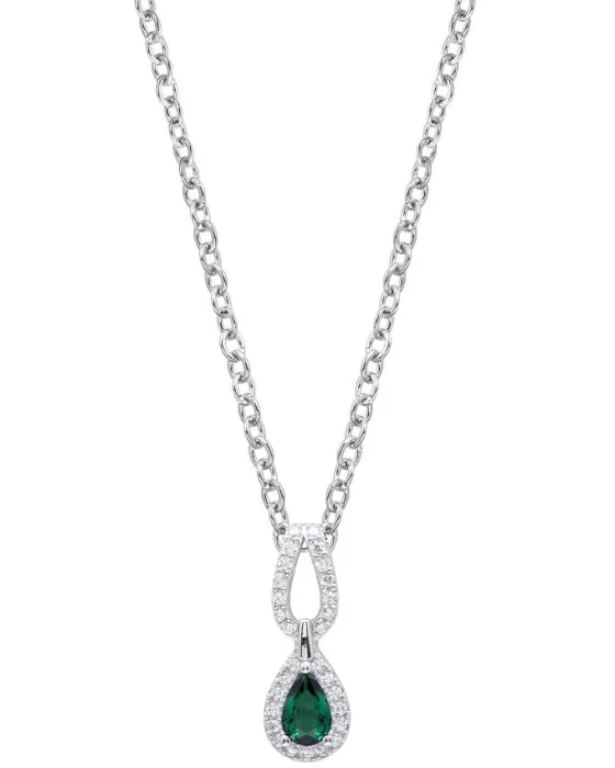 Κολιέ For You Jewels Nina P21580EM, Ασήμι 925, Ασημί / Πράσινο