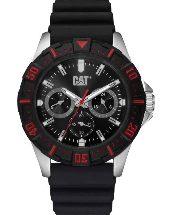 Ανδρικό ρολόι Caterpillar Moto Chronograph PZ14921128, Μαύρο καντράν, Λουρί από Καουτσούκ