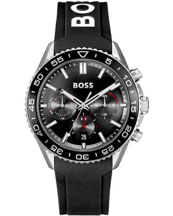 Ανδρικό ρολόι Hugo Boss Runner Sport Lux Chronograph 1514141, Μαύρο καντράν, Λουρί από Καουτσούκ