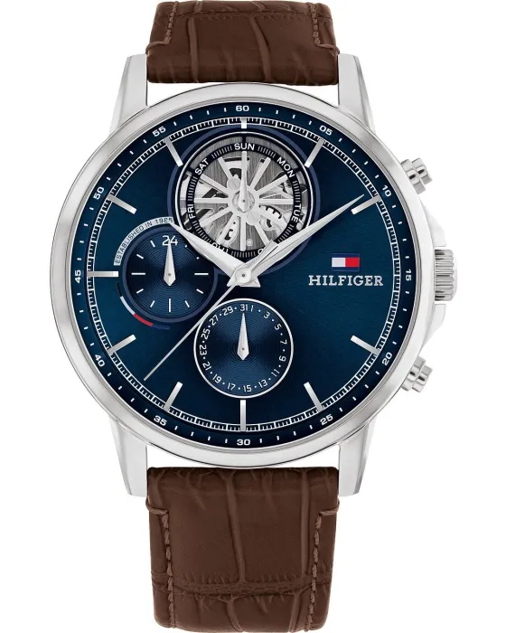 Ανδρικό ρολόι Tommy Hilfiger Stewart 1710629, Μπλε καντράν, Λουρί από Δερμάτινο