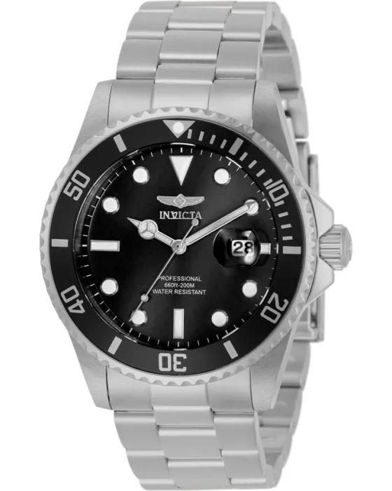 Ανδρικό ρολόι Invicta Pro Diver 33266, Μαύρο καντράν, Μπρασελέ από Ανοξείδωτο ατσάλι