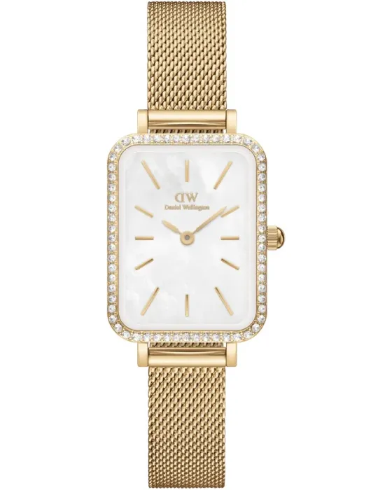 Γυναικείο ρολόι Daniel Wellington Quadro Lumine Bezel Evergold DW00100668, Φίλντισι καντράν, Μπρασελέ από Ανοξείδωτο ατσάλι