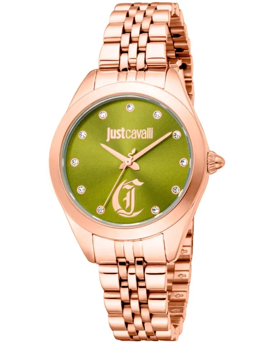 Γυναικείο ρολόι Just Cavalli Glam Chic JC1L309M0065, Πράσινο καντράν, Μπρασελέ από Ανοξείδωτο ατσάλι