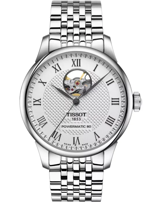 Male watch Tissot T-Classic Le Locle Open Heart Automatic T0064071103302, Silver dial, Bracelet in Stainless Steel