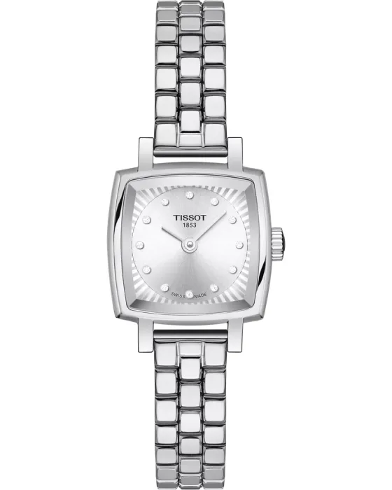 Γυναικείο ρολόι Tissot T-Lady Lovely Square Diamonds T0581091103601, Ασημί καντράν, Μπρασελέ από Ανοξείδωτο ατσάλι