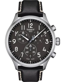 Ανδρικό ρολόι Tissot T-Sport Chrono XL Chronograph T1166171606200, Μαύρο καντράν, Λουρί από Δερμάτινο