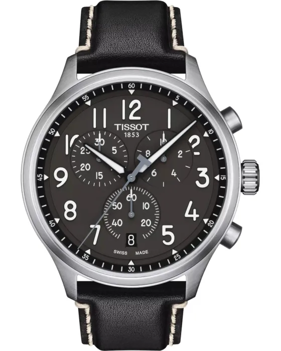Ανδρικό ρολόι Tissot T-Sport Chrono XL Chronograph T1166171606200, Μαύρο καντράν, Λουρί από Δερμάτινο