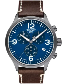Ανδρικό ρολόι Tissot Chrono XL T1166173604700, Μπλε καντράν, Λουρί από Δερμάτινο