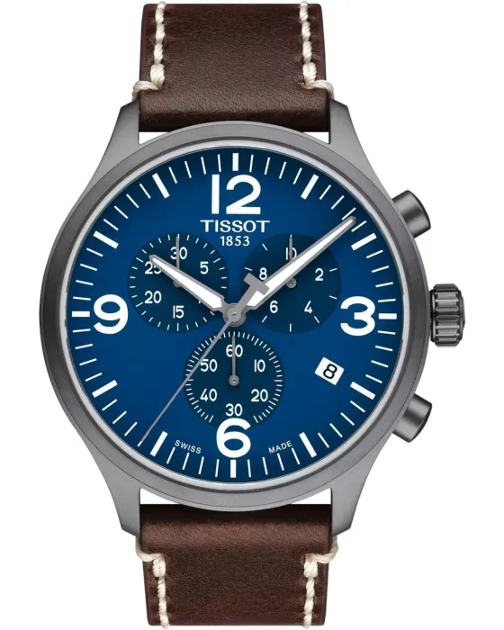 Ανδρικό ρολόι Tissot Chrono XL T1166173604700, Μπλε καντράν, Λουρί από Δερμάτινο
