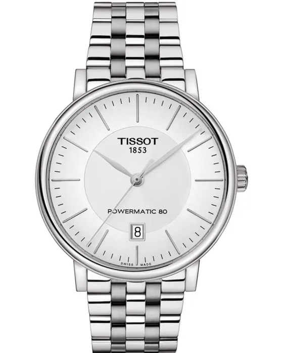 Ανδρικό ρολόι Tissot T-Classic Carson Premium Automatic T1224071103100, Ασημί καντράν, Μπρασελέ από Ανοξείδωτο ατσάλι