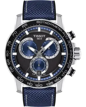 Ανδρικό ρολόι Tissot Supersport Chronograph T1256171705103, Μαύρο καντράν, Λουρί από Υφασμάτινο