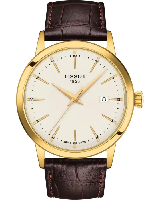 Ανδρικό ρολόι Tissot T-Classic Dream T1294103626100, Μπεζ καντράν, Λουρί από Δερμάτινο