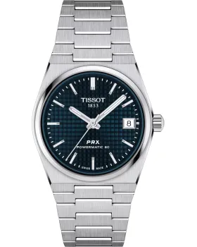 Ανδρικό / Γυναικείο ρολόι Tissot T-Classic PRX Powermatic 80 Automatic T1372071104100, Μπλε καντράν, Μπρασελέ από Ανοξείδωτο ατσάλι