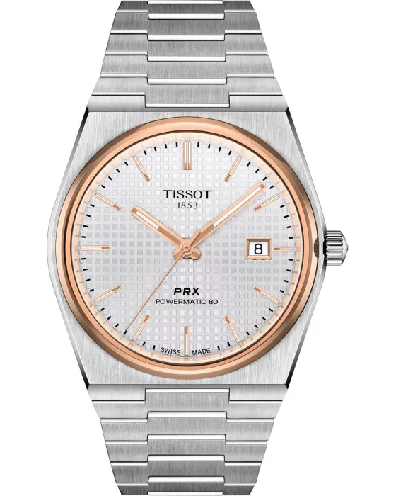 Ανδρικό ρολόι Tissot PRX 40 205 Powermatic 80 Automatic T1374072103100, Ασημί καντράν, Μπρασελέ από Ανοξείδωτο ατσάλι