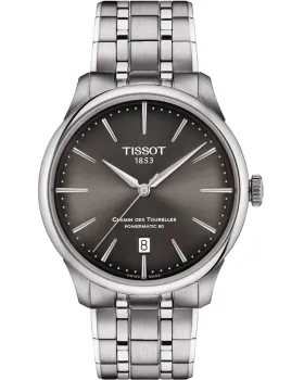 Ανδρικό ρολόι Tissot T-Classic Chemin Des Tourelles Automatic T1398071106100, Μαύρο καντράν, Μπρασελέ από Ανοξείδωτο ατσάλι