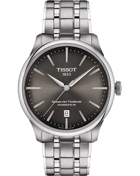 Ανδρικό ρολόι Tissot T-Classic Chemin Des Tourelles Automatic T1398071106100, Μαύρο καντράν, Μπρασελέ από Ανοξείδωτο ατσάλι