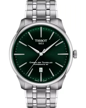 Male watch Tissot T-Classic Chemin Des Tourelles Automatic T1394071109100, Green dial, Bracelet in Stainless Steel