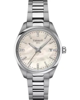Γυναικείο ρολόι Tissot T-Classic PR100 Diamonds T1502101111600, Λευκό / Φίλντισι καντράν, Μπρασελέ από Ανοξείδωτο ατσάλι