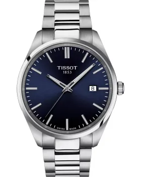 Ανδρικό ρολόι Tissot T-Classic PR100 T1504101104100, Μπλε καντράν, Μπρασελέ από Ανοξείδωτο ατσάλι
