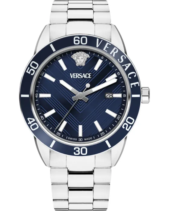 Ανδρικό ρολόι Versace Greca Urban VEYCA0424, Μπλε καντράν, Μπρασελέ από Ανοξείδωτο ατσάλι
