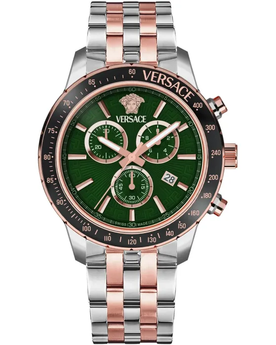 Ανδρικό ρολόι Versace Sport Chronograph VEZCA0424, Πράσινο καντράν, Μπρασελέ από Ανοξείδωτο ατσάλι