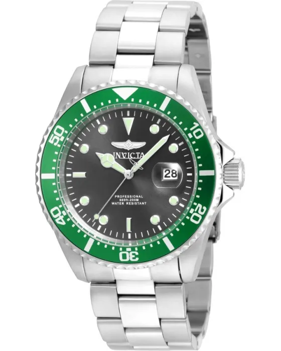 Ανδρικό ρολόι Invicta Pro Diver 22021, Μαύρο καντράν, Μπρασελέ από Ανοξείδωτο ατσάλι