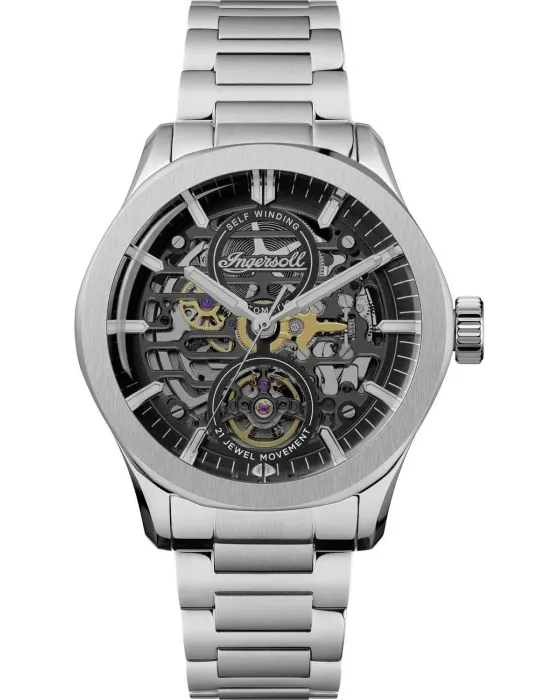 Men's watch Ingersoll Bronc Automatic I16701, Black dial, Bracelet in Stainless Steel