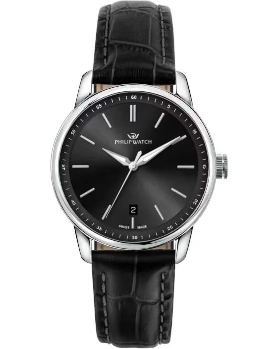 Ανδρικό Philip Watch Anniversary R8251150010, Μαύρο καντράν, Λουρί από Δερμάτινο