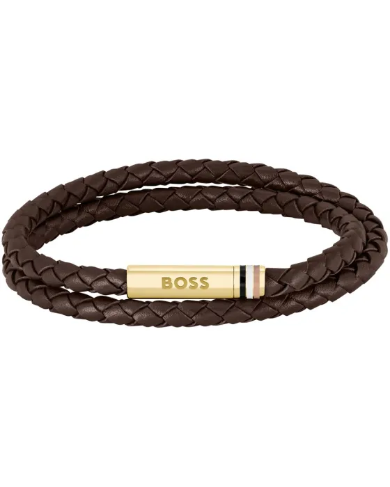 Βραχιόλια Βραχιόλι Hugo Boss 1580670M, Δέρμα, Καφέ