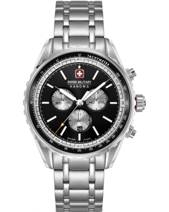 Ανδρικό ρολόι Swiss Military Hanowa Afterburn Chronograph SMWGI0000309, Μαύρο καντράν, Μπρασελέ από Ανοξείδωτο ατσάλι