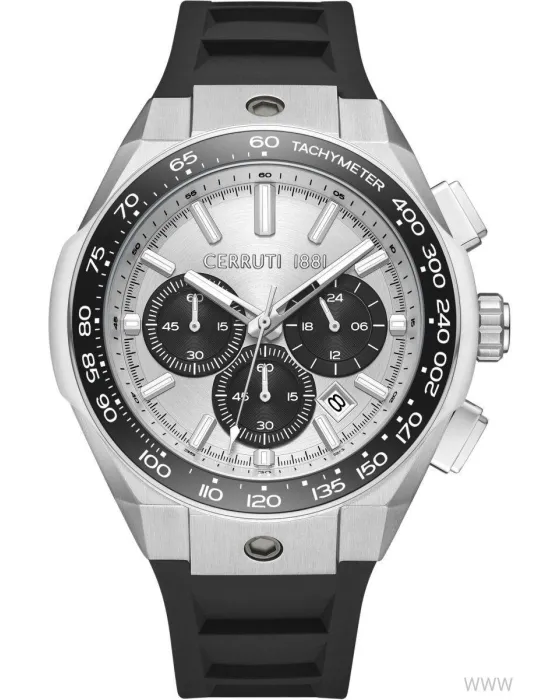 Ανδρικό ρολόι Cerruti Ruscello Chronograph CIWGO0050702, Ασημί καντράν, Λουρί από Καουτσούκ