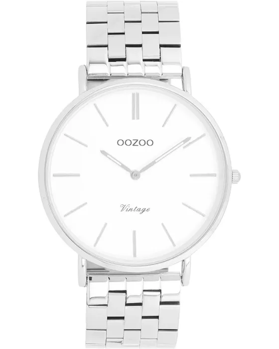 Ανδρικό / Γυναικείο ρολόι Oozoo Vintage C20400, Λευκό καντράν, Μπρασελέ από Ανοξείδωτο ατσάλι