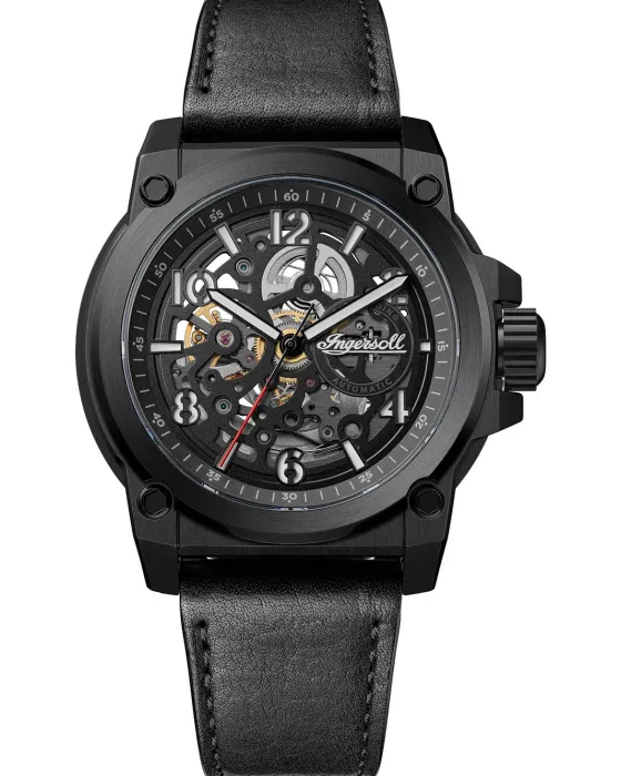 Men's watch Ingersoll Anvil I16602, Black dial, Strap in Leather