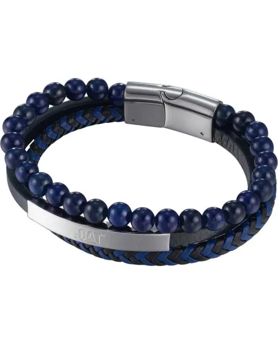 Βραχιόλι Caterpillar Beads J014B28162, Ανοξείδωτο ατσάλι, Μπλε