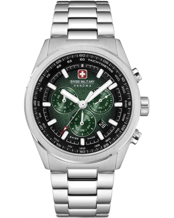 Men's watch Swiss Military Hanowa Navalus Pro Chronograph SMWGI0004206, Green dial, Bracelet in Stainless Steel