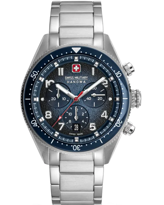 Men's watch Swiss Military Hanowa Greyhound Chronograph SMWGI0003804, Blue dial, Bracelet in Stainless Steel