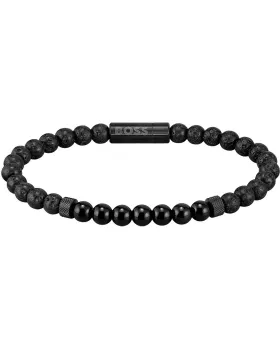 Βραχιόλι Hugo Boss Mixed Beads 1580272, Ανοξείδωτο ατσάλι, Μαύρο