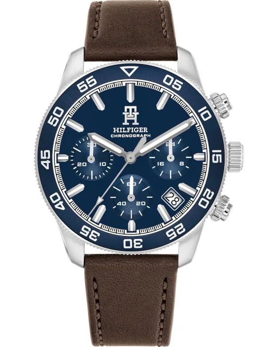 Ανδρικό ρολόι Tommy Hilfiger Sport Chronograph 1792163, Μπλε καντράν, Λουρί από Δερμάτινο