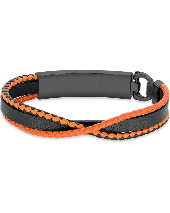 Bracelets Βραχιόλι Cerruti Shuffle CIAGB2127903, Stainless steel, Black / Orange