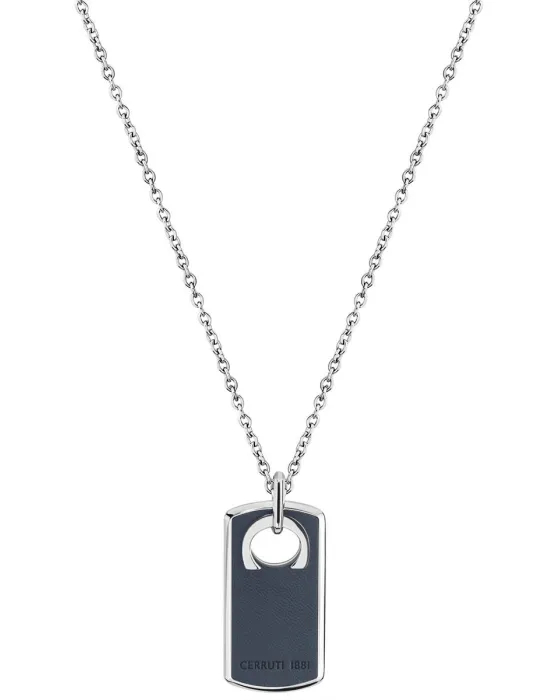 Necklace Κολιέ Cerruti Leather Tag CIAGN2214102, Stainless steel, Silver