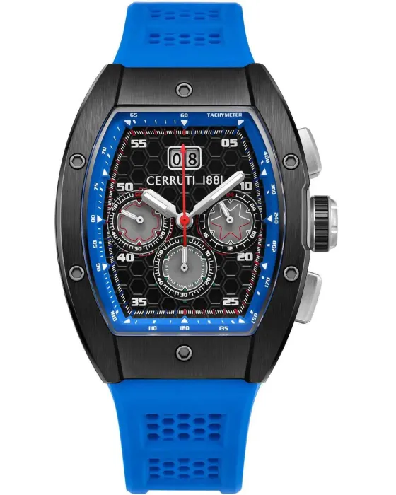 Ανδρικό ρολόι Cerruti Ovaro Chronograph CIWGO0042401, Μαύρο καντράν, Λουρί από Καουτσούκ