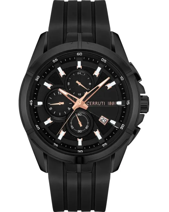 Ανδρικό ρολόι Cerruti Turchino Chronograph CIWGQ2108803, Μαύρο καντράν, Λουρί από Καουτσούκ