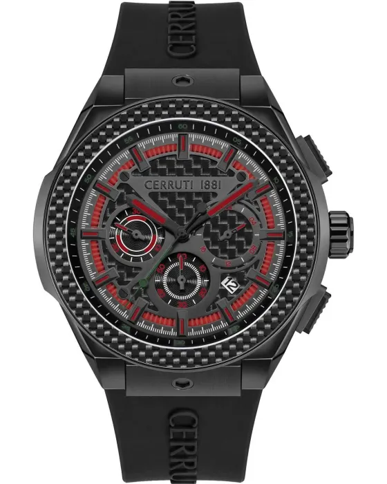 Ανδρικό ρολόι Cerruti Ruscello Chronograph CIWGO2112004, Μαύρο καντράν, Λουρί από Καουτσούκ