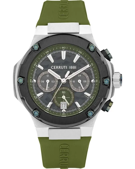 Ανδρικό ρολόι Cerruti Lucardo Chronograph CIWGQ2224301, Μαύρο καντράν, Λουρί από Καουτσούκ