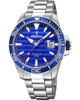 Ανδρικό ρολόι Festina F20360 / 1, Μπλε καντράν, Μπρασελέ από Ανοξείδωτο ατσάλι